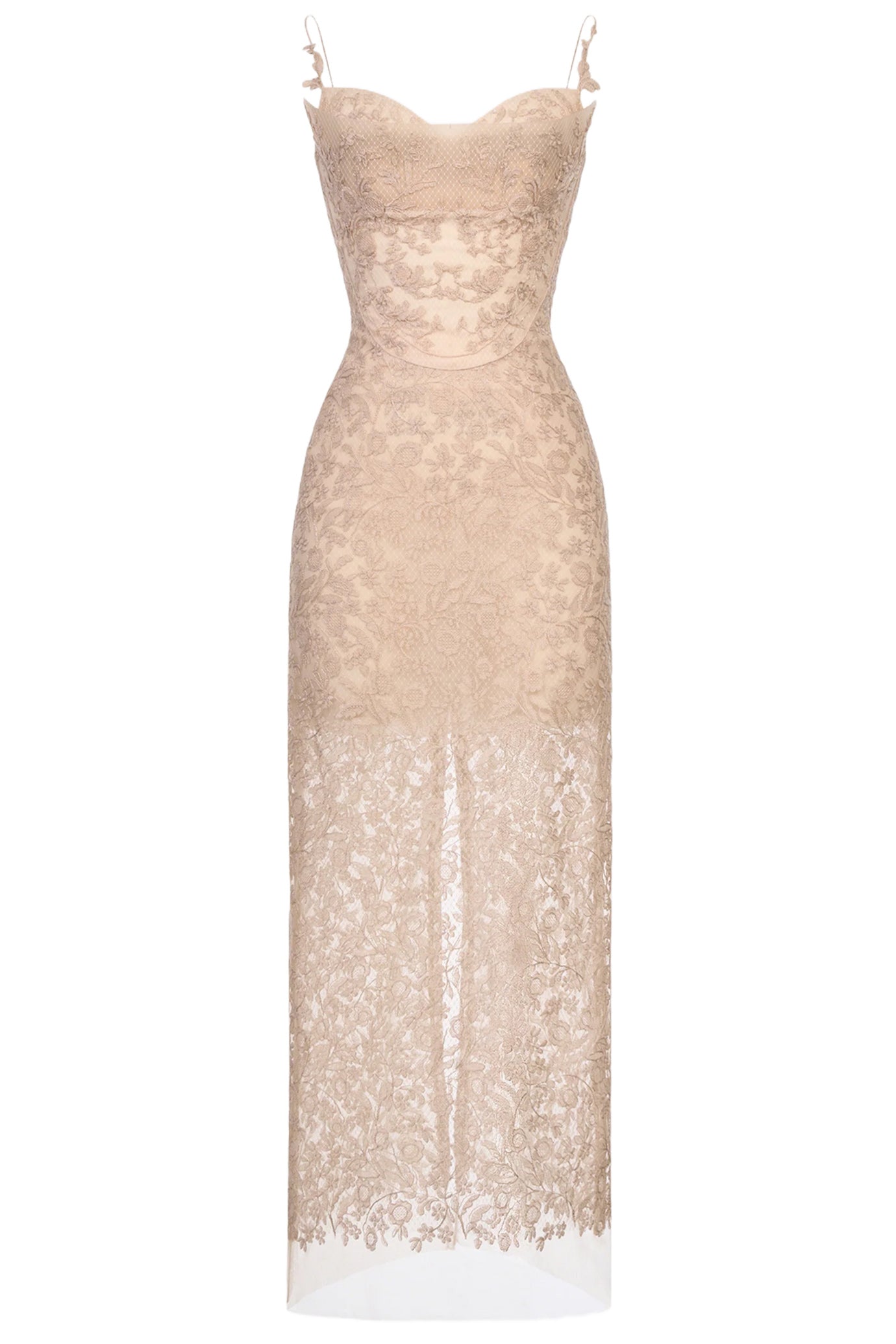 NUDE LACE MIDI DRESS