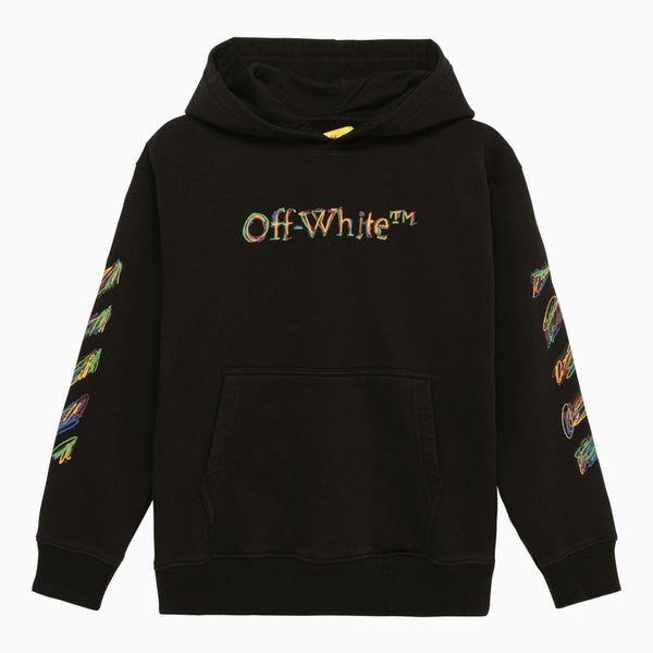 Black Cotton Sweatshirt With Sketch Logo