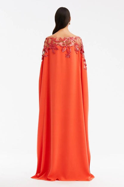 SEQUIN EMBROIDERED ILLUSION NECK & SLEEVE CAFTAN