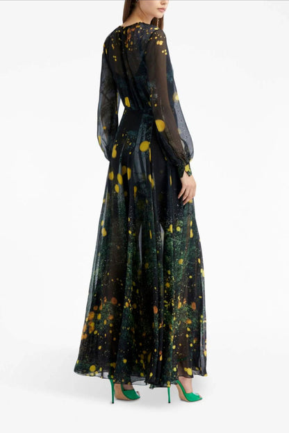 FIREFLY SATIN CHIFFON MAXI DRESS