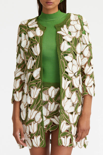 TULIP & LEAVES CROCHET COAT