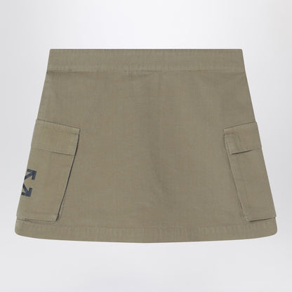 Khaki Cotton Zip Skirt