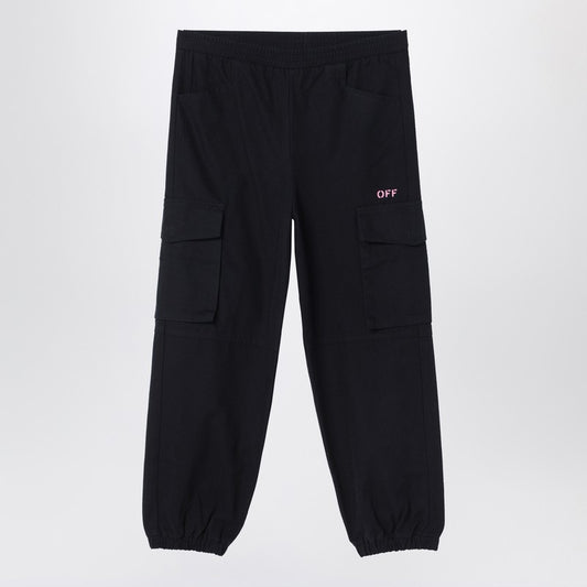 Black Jogging Cargo Trousers With Logo