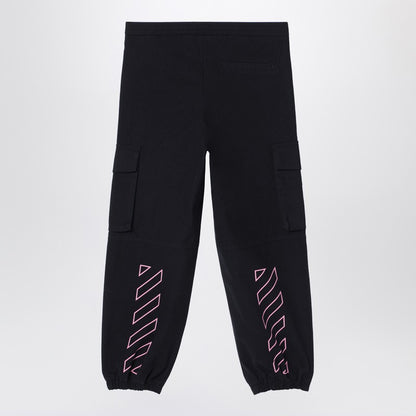 Black Jogging Cargo Trousers With Logo