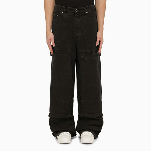Black denim cargo trousers