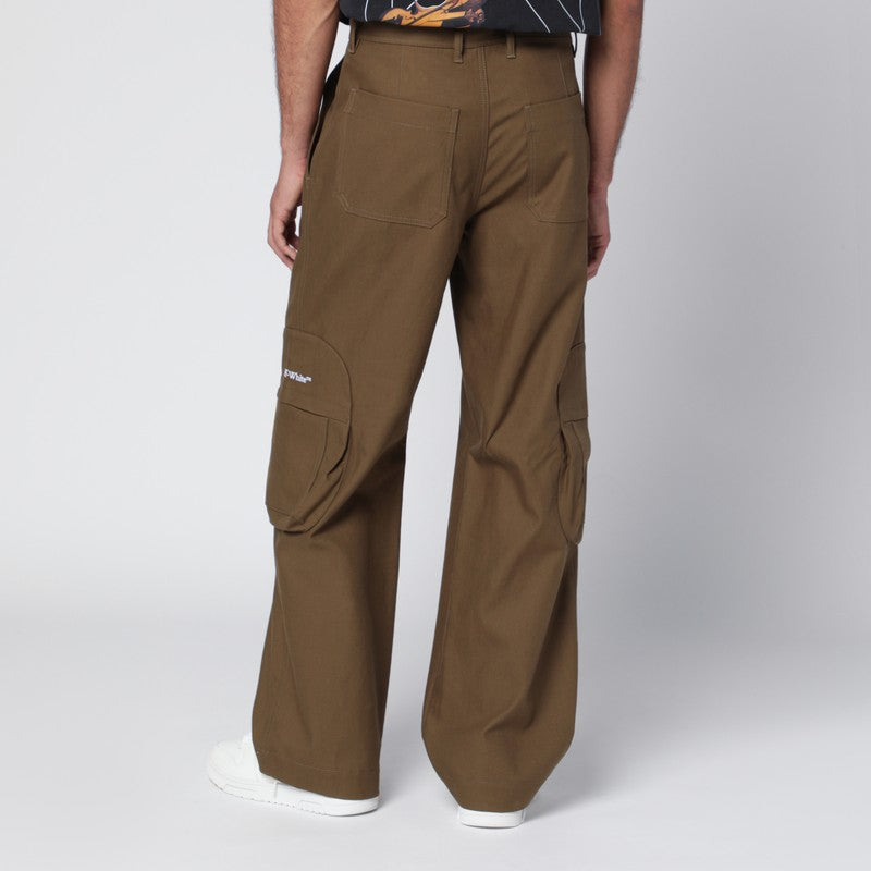 Brown cargo trousers with logo