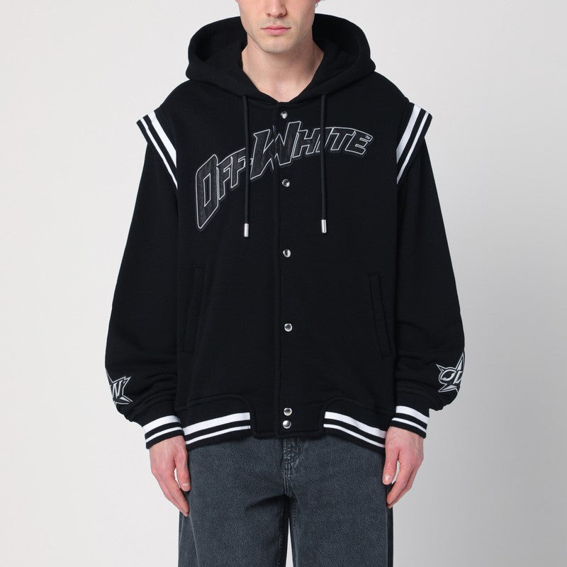 Black Bomber Jacket In Cotton With Logo