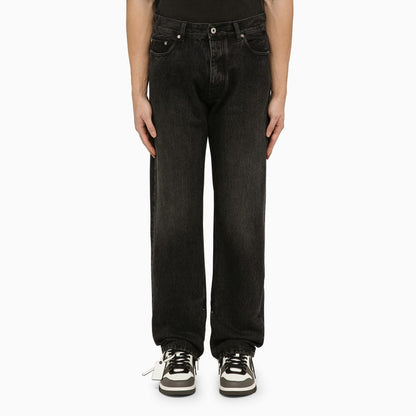 Black jeans with logo patch