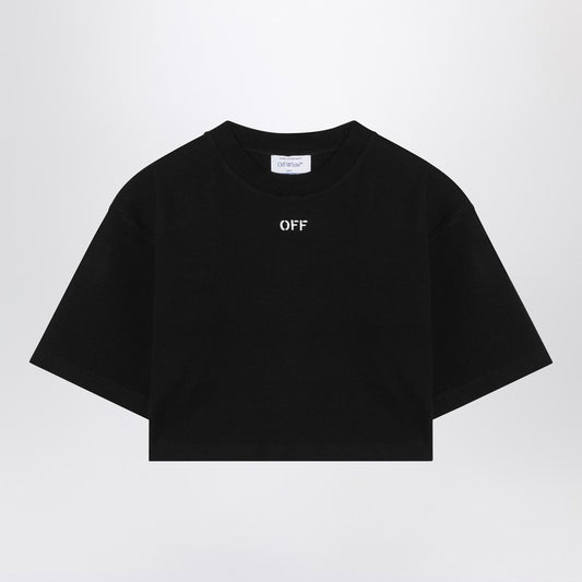 Black Cropped T-shirt With Logo