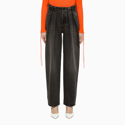Black washed balloon jeans