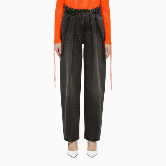 Black washed balloon jeans