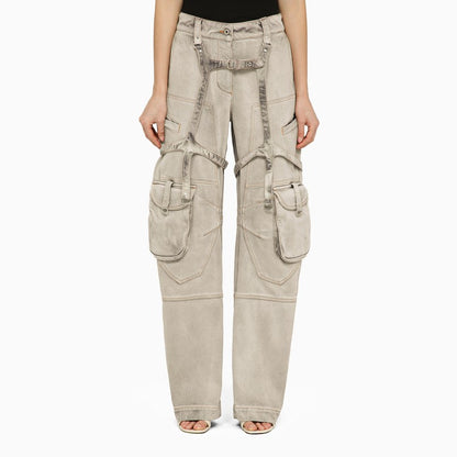 Oversized cargo jeans in burnt denim