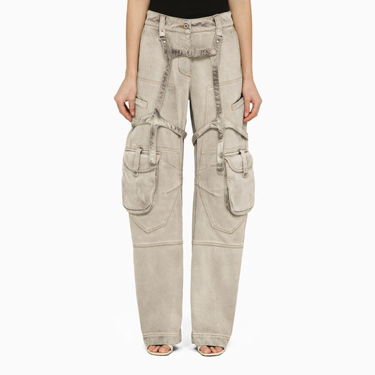 Oversized cargo jeans in burnt denim