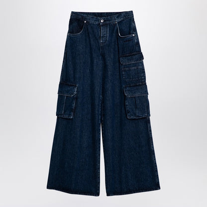 Blue Wide Cargo Denim Jeans
