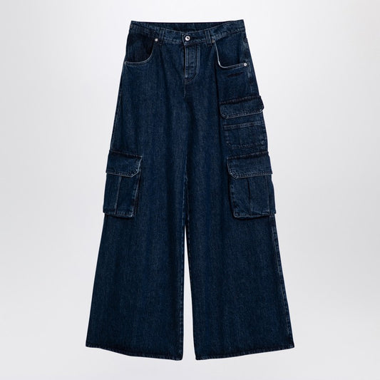 Blue Wide Cargo Denim Jeans