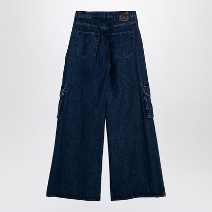 Blue Wide Cargo Denim Jeans