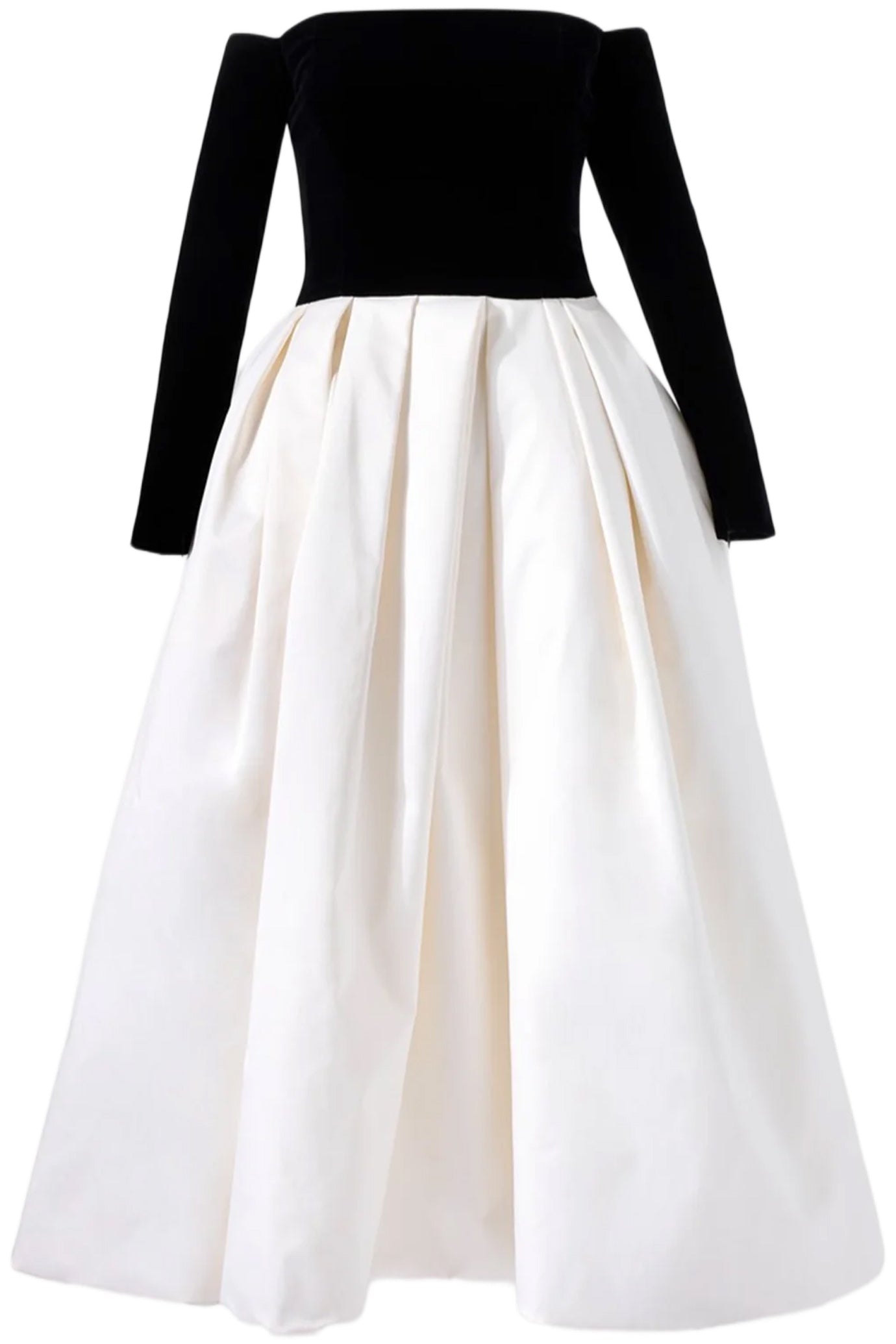 OFF-THE-SHOULDER COMBO MIDI DRESS