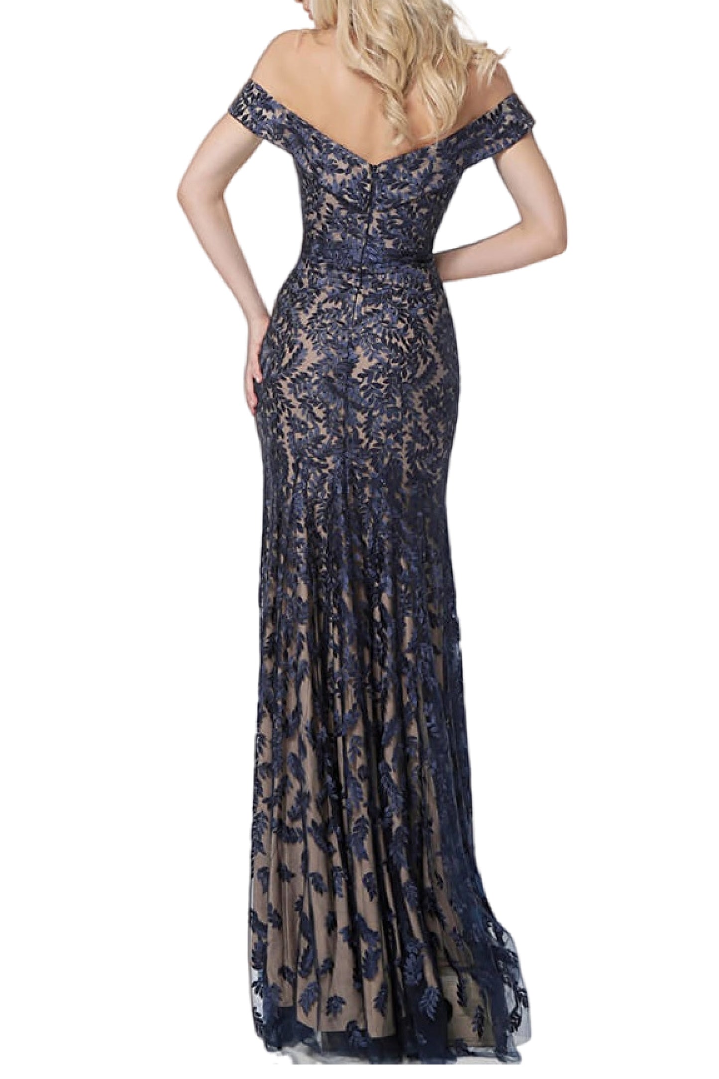 OFF SHOULDER EMBROIDERED GOWN