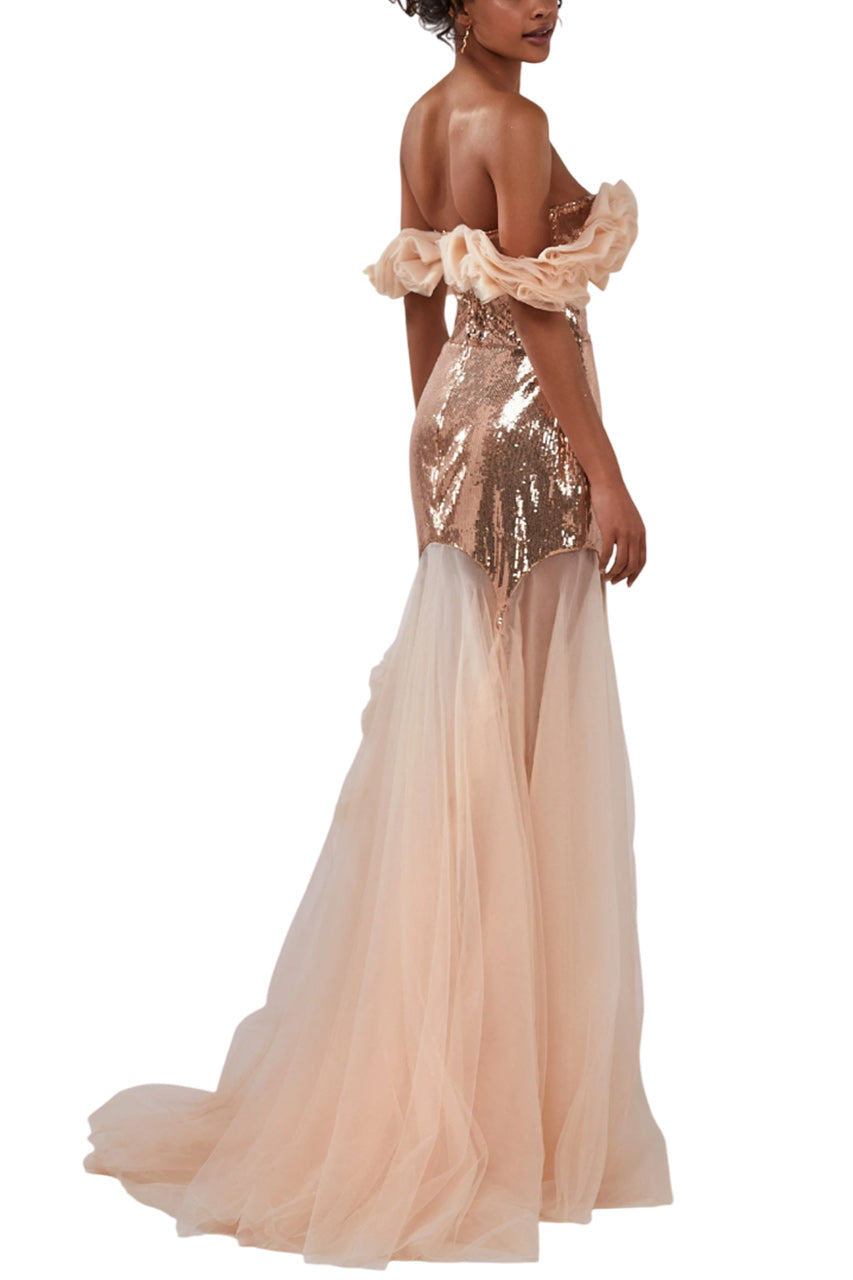 OFF SHOULDER SEQUIN GOWN