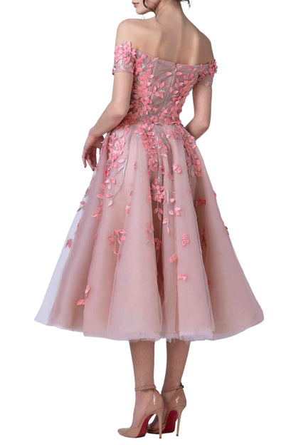 OFF SHOULDER TULLE MIDI