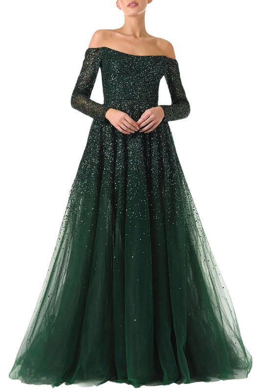 OFF THE SHOULD EREMBROIDERED BALL GOWN