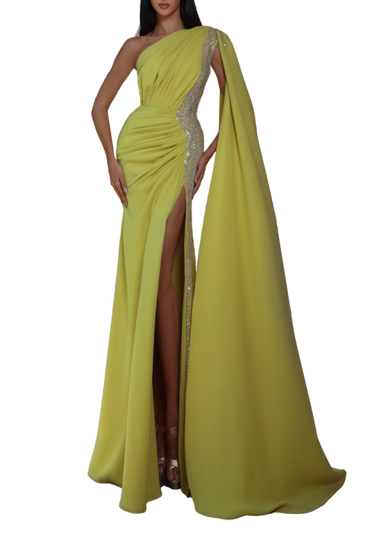 ONE SHOULDER DRAPED GOWN