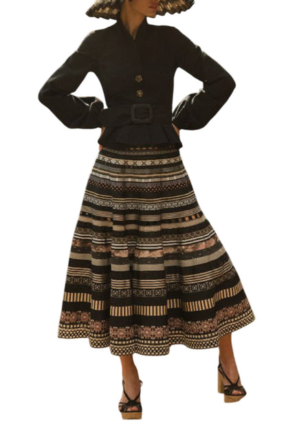 OPULENCE RIBBON SKIRT IN ESPRESSO