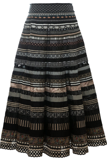 OPULENCE RIBBON SKIRT IN ESPRESSO