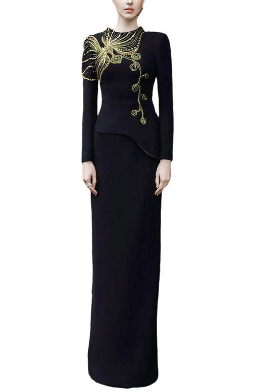 ORCHID EMBELLISHED OPEN BACK DRESS