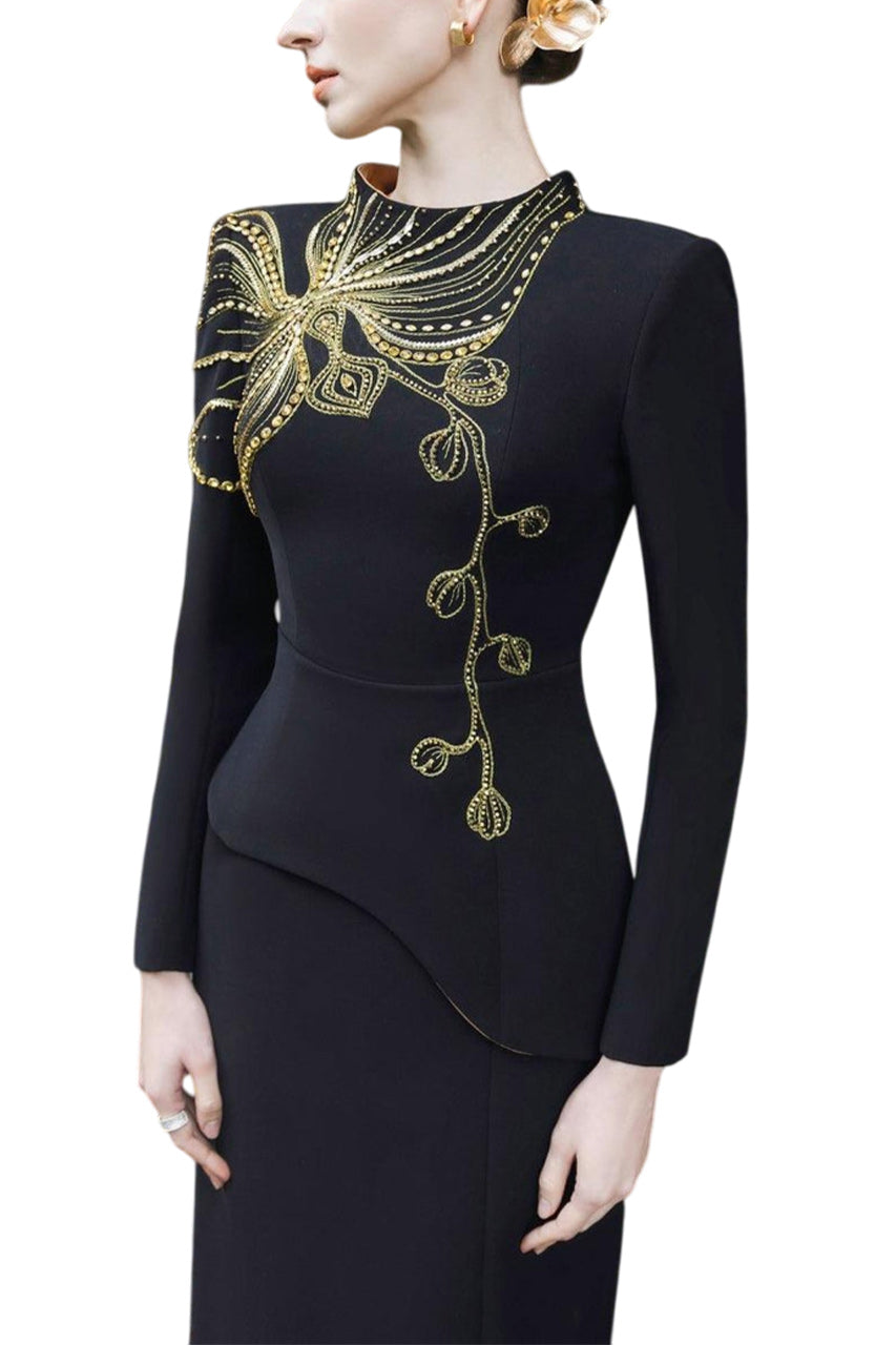 ORCHID EMBELLISHED OPEN BACK DRESS