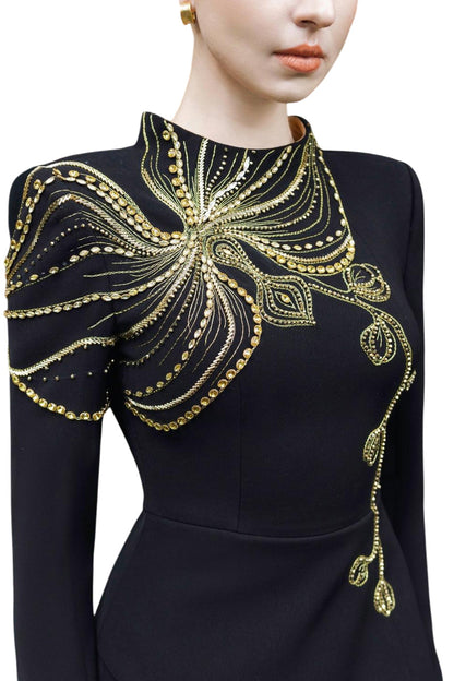 ORCHID EMBELLISHED OPEN BACK DRESS