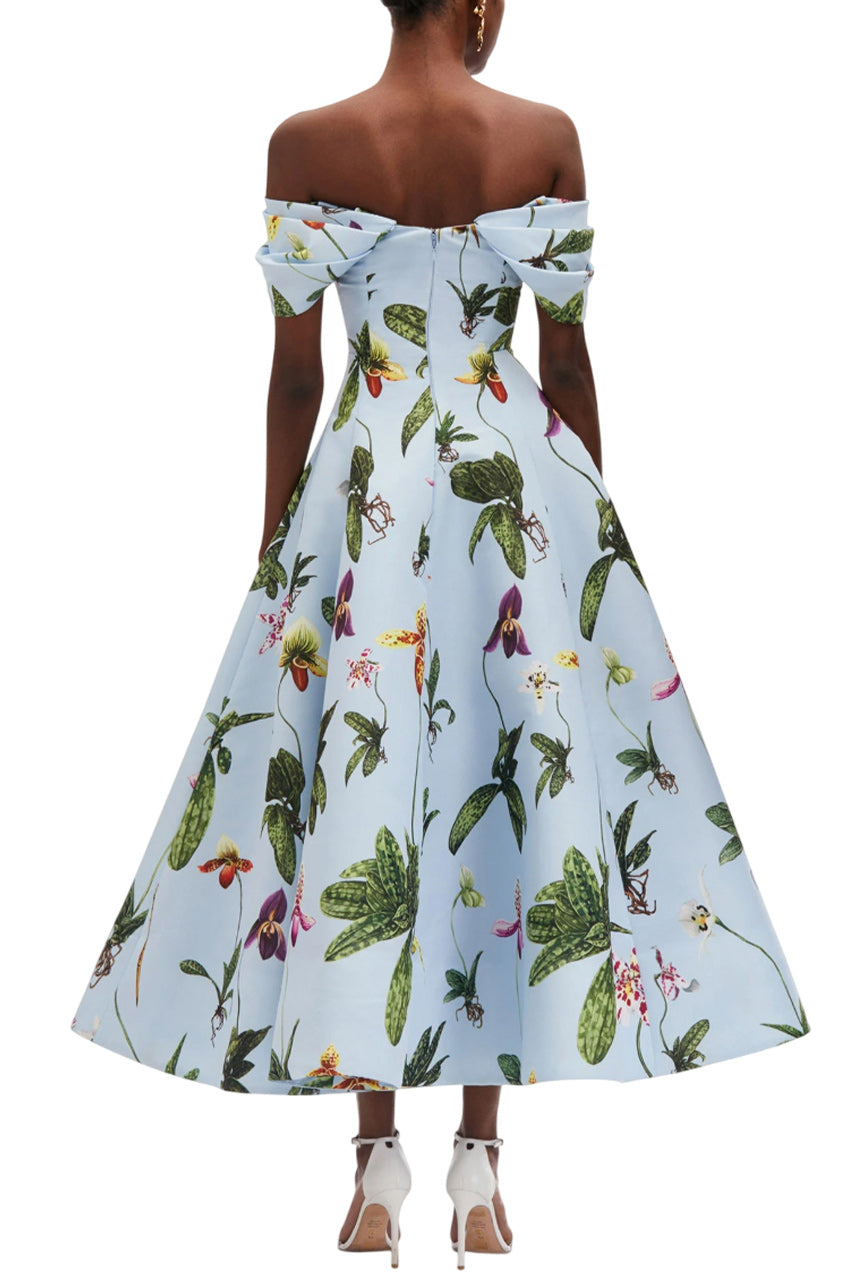 ORCHID OFF SHOULDER FAILLE GOWN
