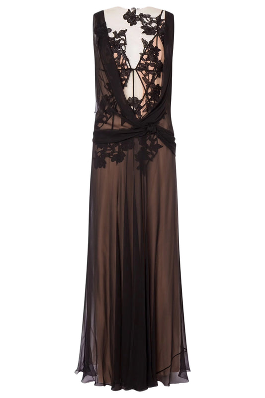 ORGANIC CHIFFON MACRAMÉ RAMAGE DRESS