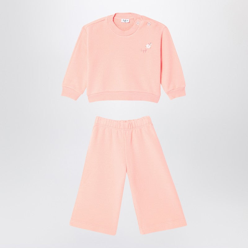 Apricot-coloured Set In Cotton Fleece