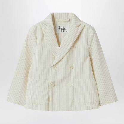 Double-breasted Jacket In Pinstriped Cotton