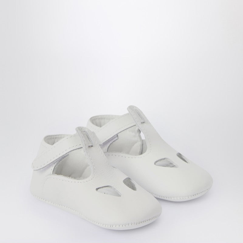 White Baby Shoe In Nappa Leather