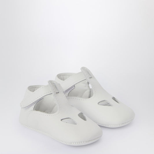 White Baby Shoe In Nappa Leather