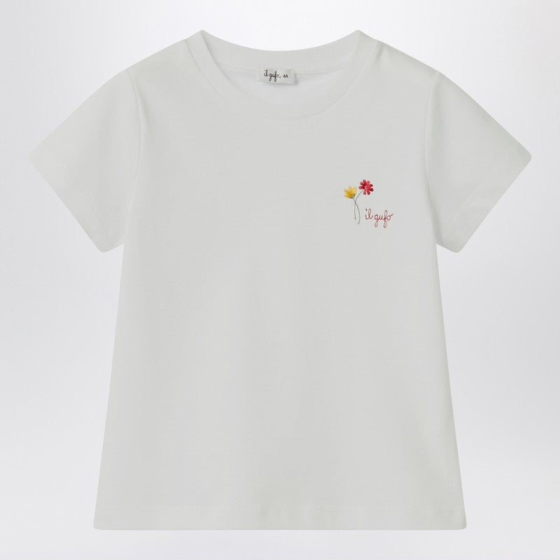White T-shirt With Embroidered Logo