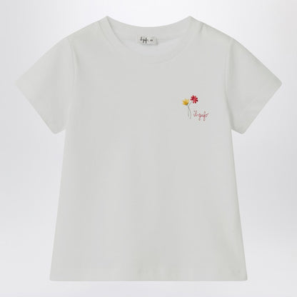 White T-shirt With Embroidered Logo