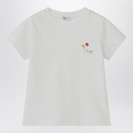 White T-shirt With Embroidered Logo