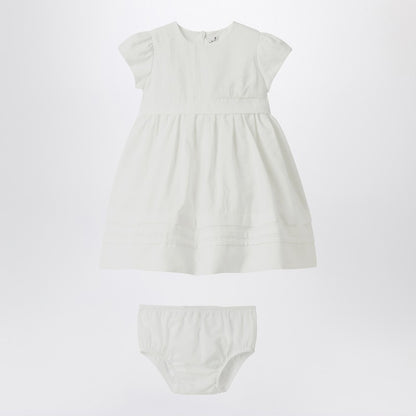 White Dress With Culotte In Viscose Poplin