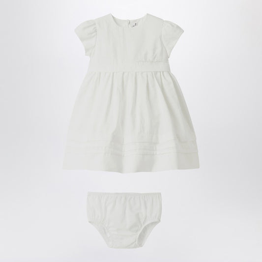 White Dress With Culotte In Viscose Poplin