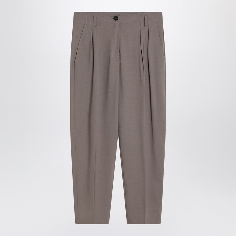 Dove-coloured Wool-blend Trousers