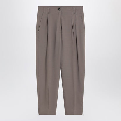 Dove-coloured Wool-blend Trousers