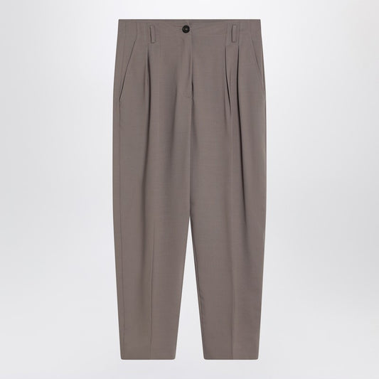 Dove-coloured Wool-blend Trousers
