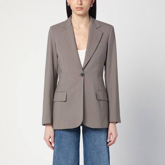Single-breasted Jacket In Taupe Colour