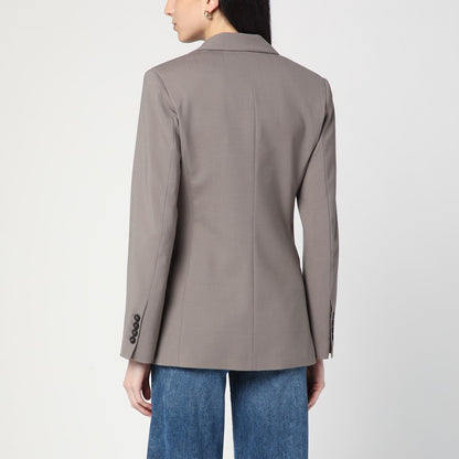 Single-breasted Jacket In Taupe Colour