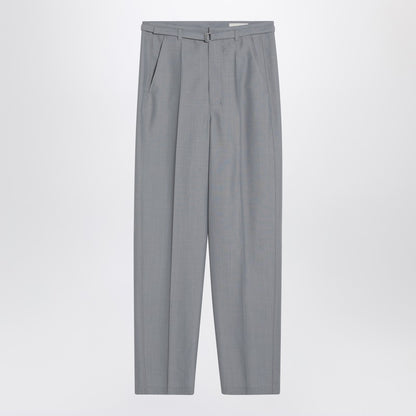 Grey Mélange Trousers With Belt