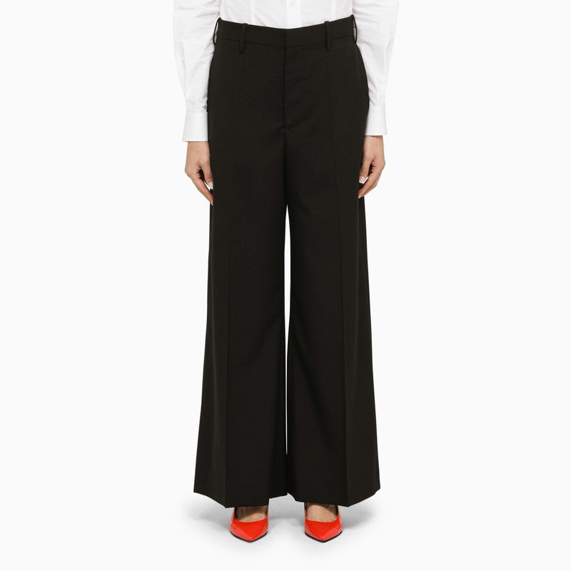 Black Wool Palazzo Trousers
