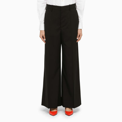 Black Wool Palazzo Trousers